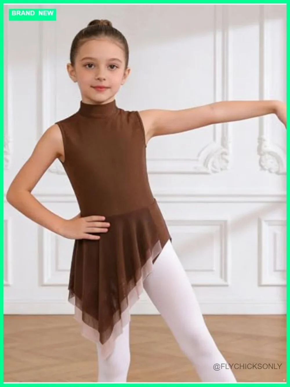 Girls Lyrical Dance Costume Contemporary Ballet Leotard Dress Asymmetrical